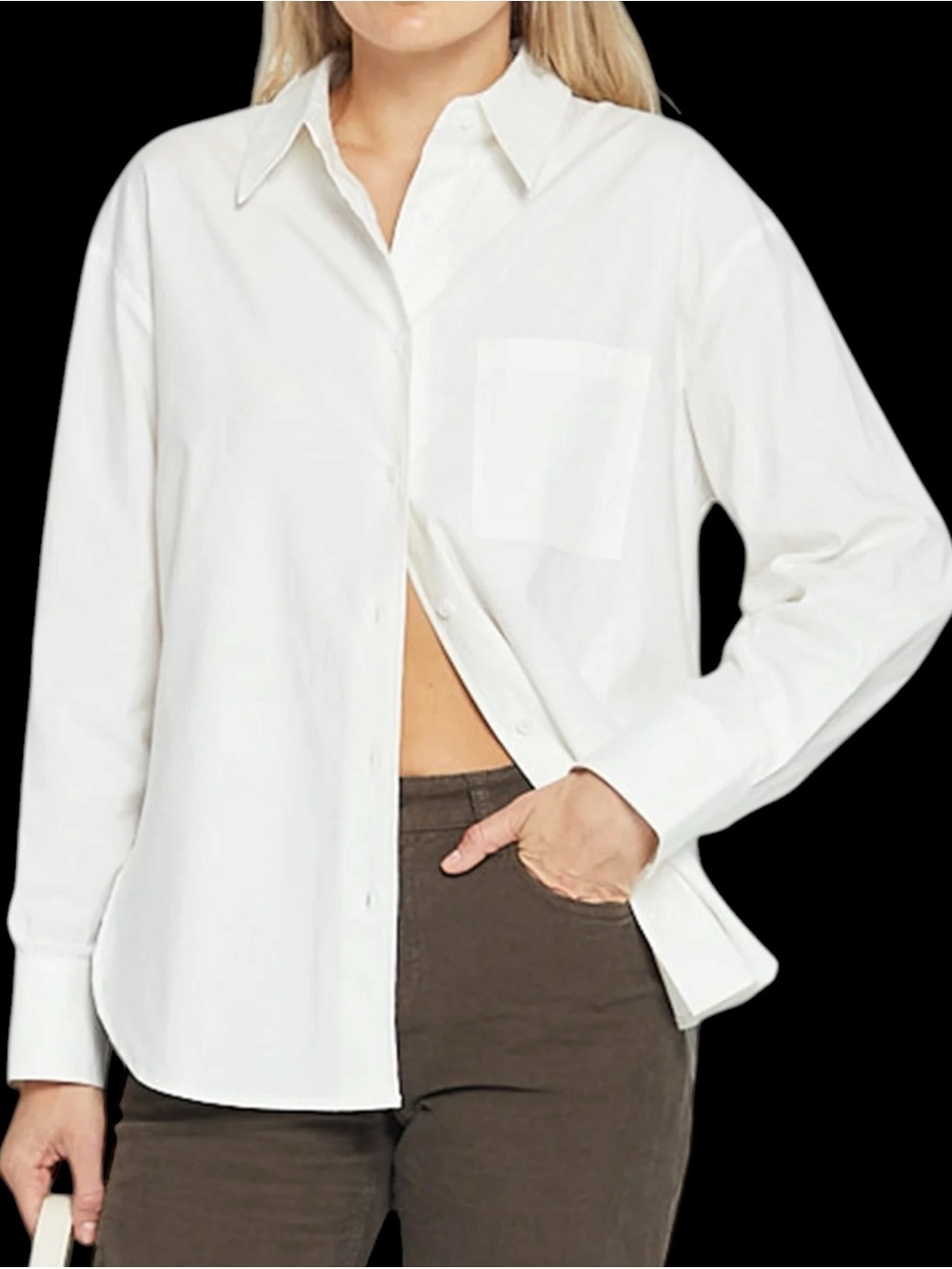 Caara Few Moda Billy Oversized Organic Cotton Shirt White Button Down NWT